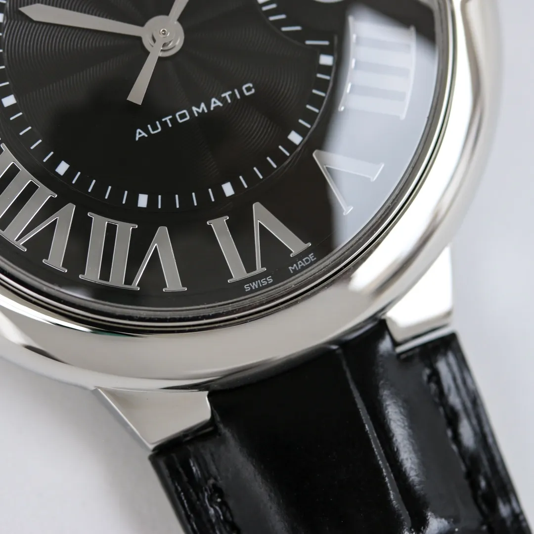 Trendy CARTIER Ballon Bleu 40 Black Leather Replica Watch –  Fake Cartier Timepiece with Stunning Design 2736