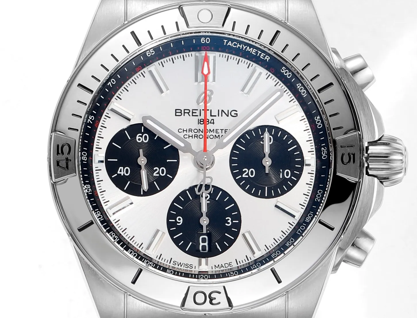 BLS Factory Breitling Chronomat Automatic Chronograph Watch – Silver Stainless Steel Bracelet Snug 2656