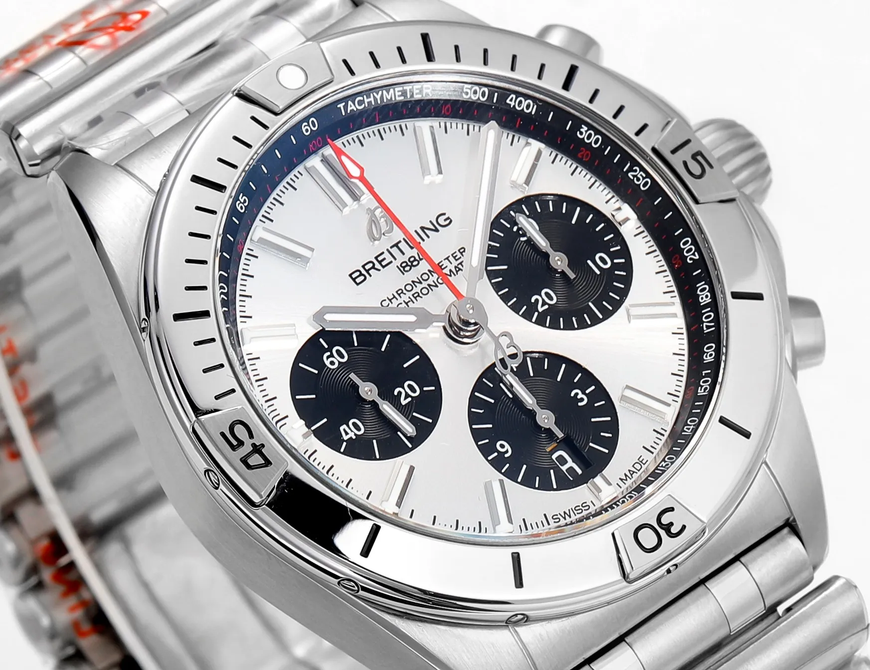 BLS Factory Breitling Chronomat Automatic Chronograph Watch – Silver Stainless Steel Bracelet Snug 2656