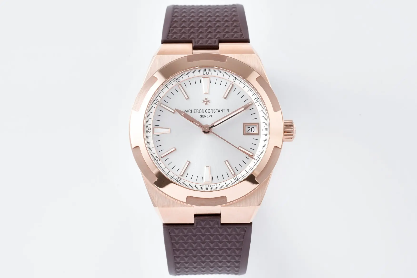 PPF Factory Vacheron Constantin Overseas 4500V Series – Rose Gold Case, Brown Rubber Strap, Luxury Automatic Super Clone Watch – Best Replica Quality SmoothTexture 7166