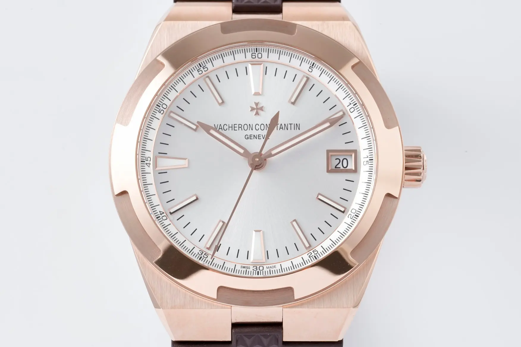 PPF Factory Vacheron Constantin Overseas 4500V Series – Rose Gold Case, Brown Rubber Strap, Luxury Automatic Super Clone Watch – Best Replica Quality SmoothTexture 7166