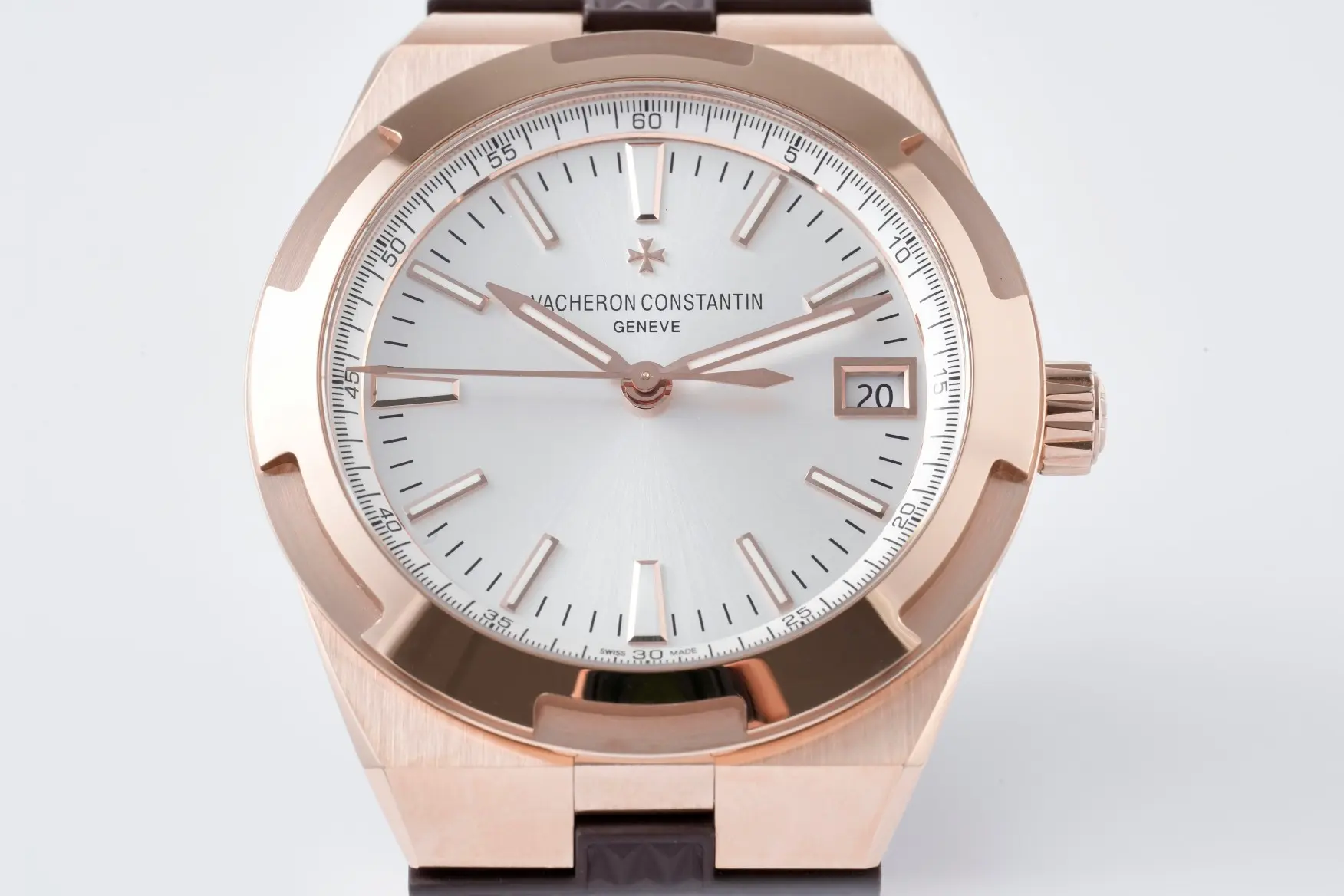 PPF Factory Vacheron Constantin Overseas 4500V Series – Rose Gold Case, Brown Rubber Strap, Luxury Automatic Super Clone Watch – Best Replica Quality SmoothTexture 7166