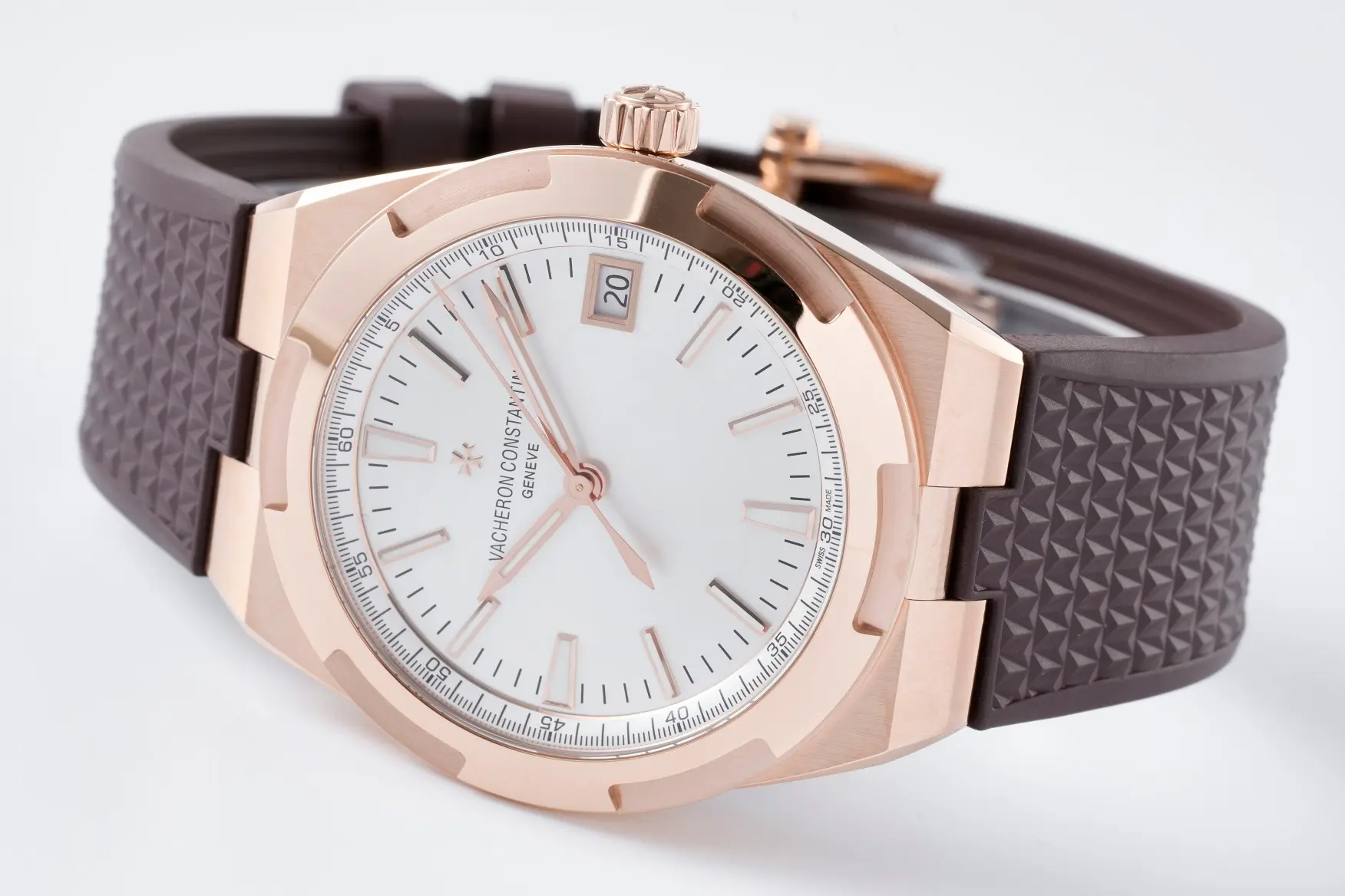 PPF Factory Vacheron Constantin Overseas 4500V Series – Rose Gold Case, Brown Rubber Strap, Luxury Automatic Super Clone Watch – Best Replica Quality SmoothTexture 7166