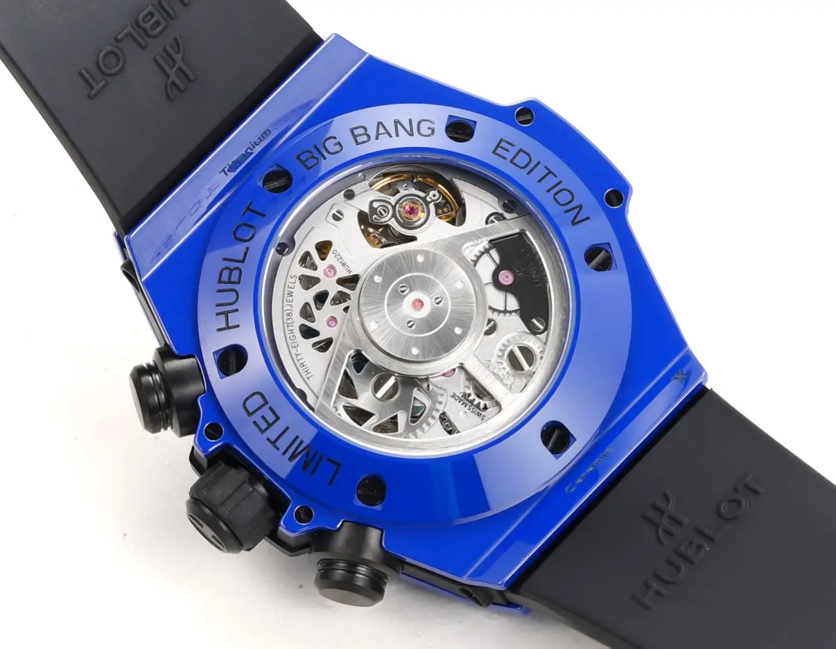 WaterResistant WWF Factory Hublot Big Bang Unico Blue Ceramic Watch – 45mm Automatic Chronograph with Rubber Strap – Super Clone Quality 8206