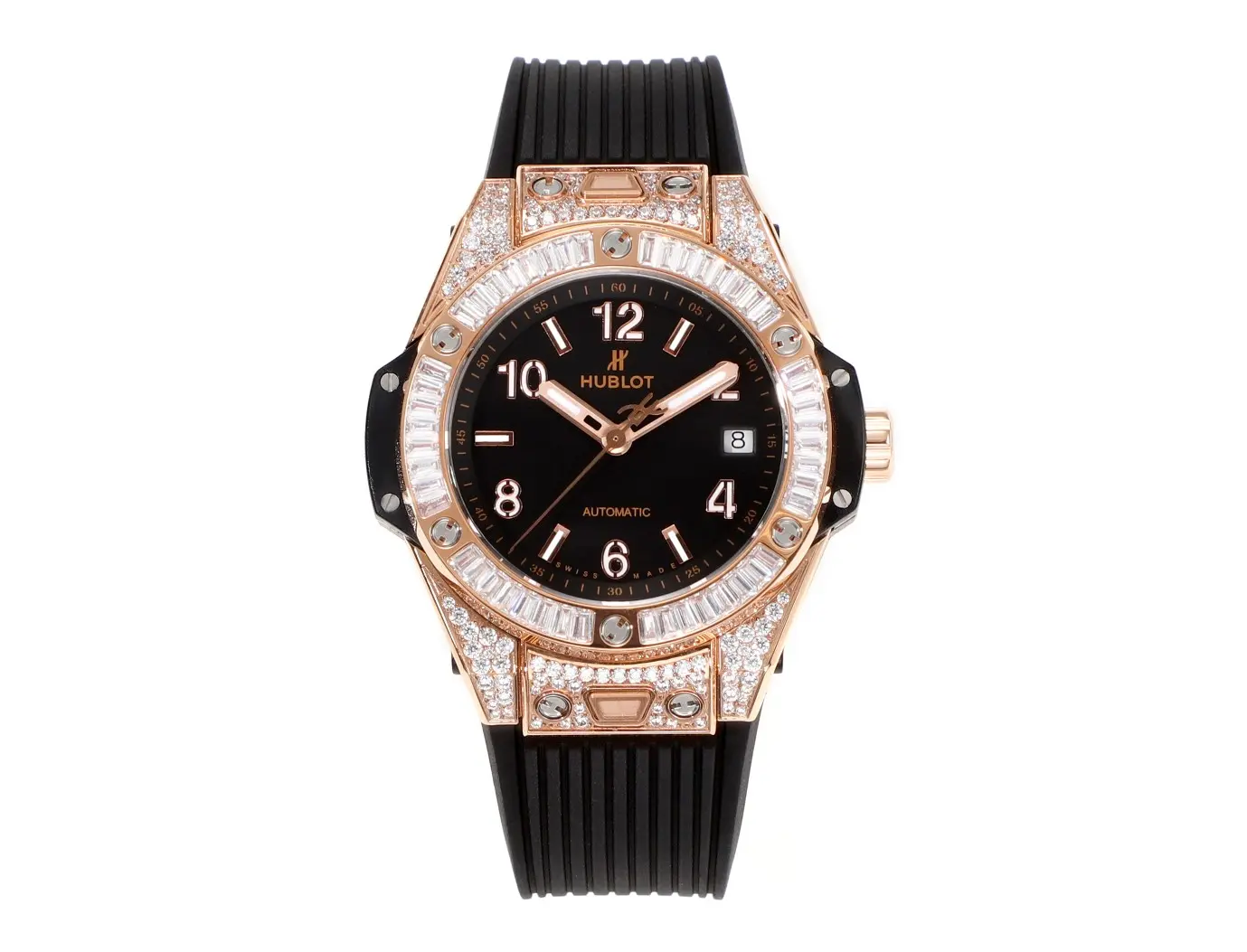 ComfortFit GS Factory HUBLOT Big Bang One-Click Rose Gold and Black Diamond-Set Automatic Watch – 39mm – Super Clone Edition 5806