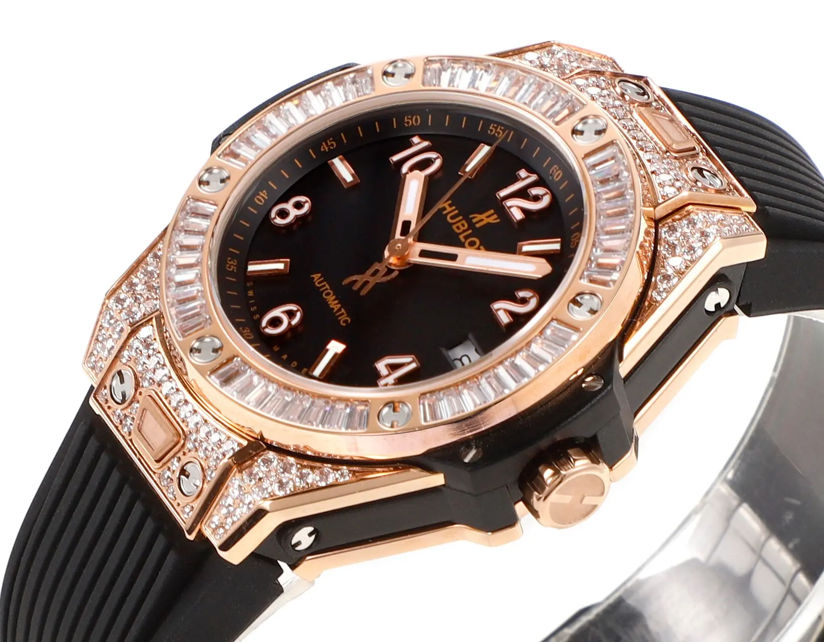 JJ Factory HUBLOT Big Bang One-Click Rose Gold and Black Diamond-Set Automatic Watch – 39mm – Super Clone Edition EasyCare 6331