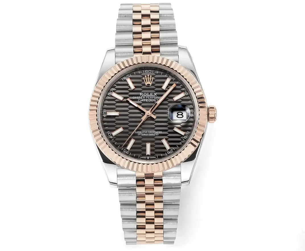 Flexible Rolex Datejust 41mm Watch – Two-Tone Steel and Rose Gold with Fluted Bezel – Super Clone 157
