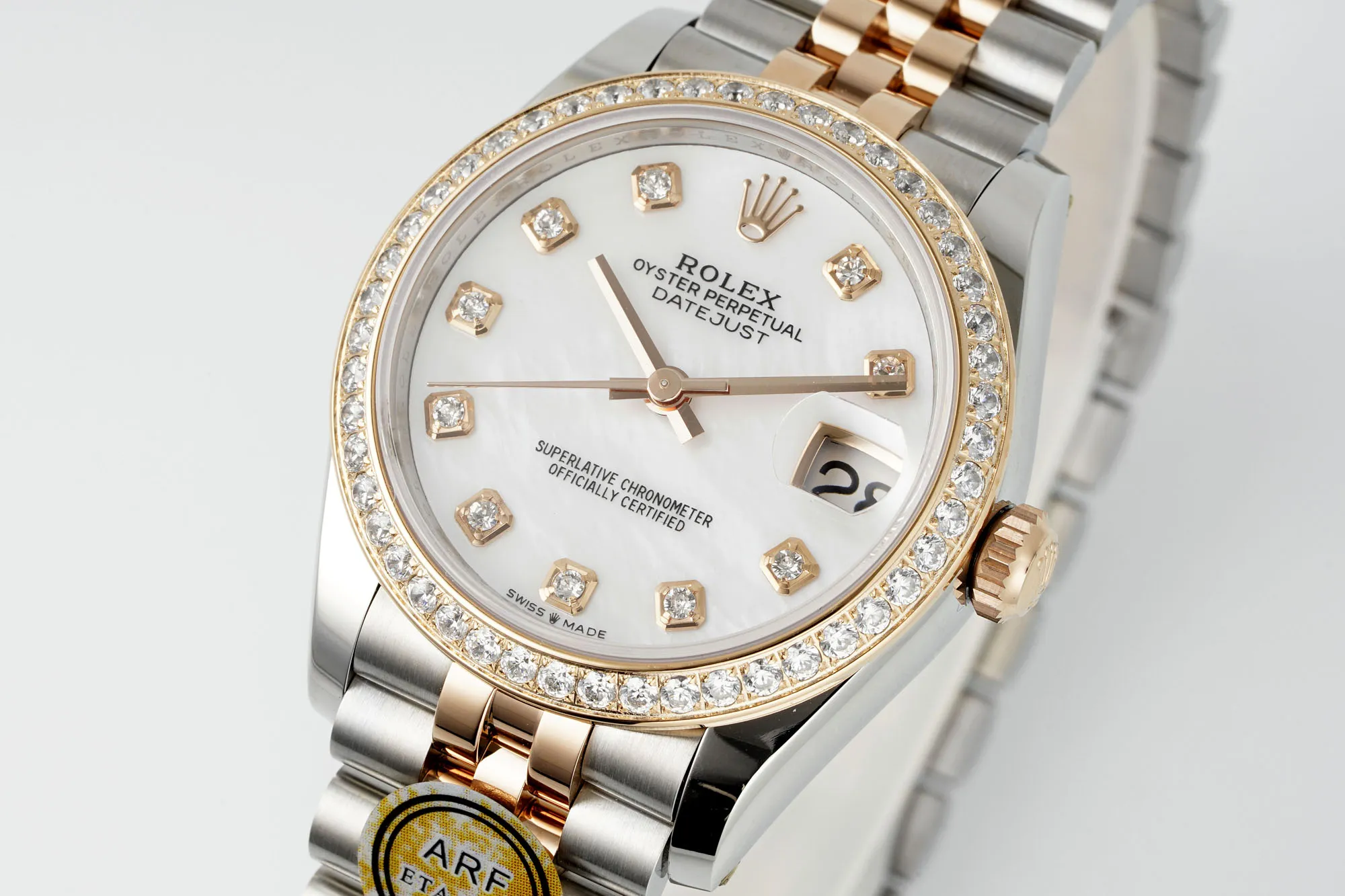AR Factory Rolex Datejust 31mm White Dial Diamond Bezel Two-Tone Oystersteel and Yellow Gold Jubilee Bracelet Ladies Watch Cozy 263