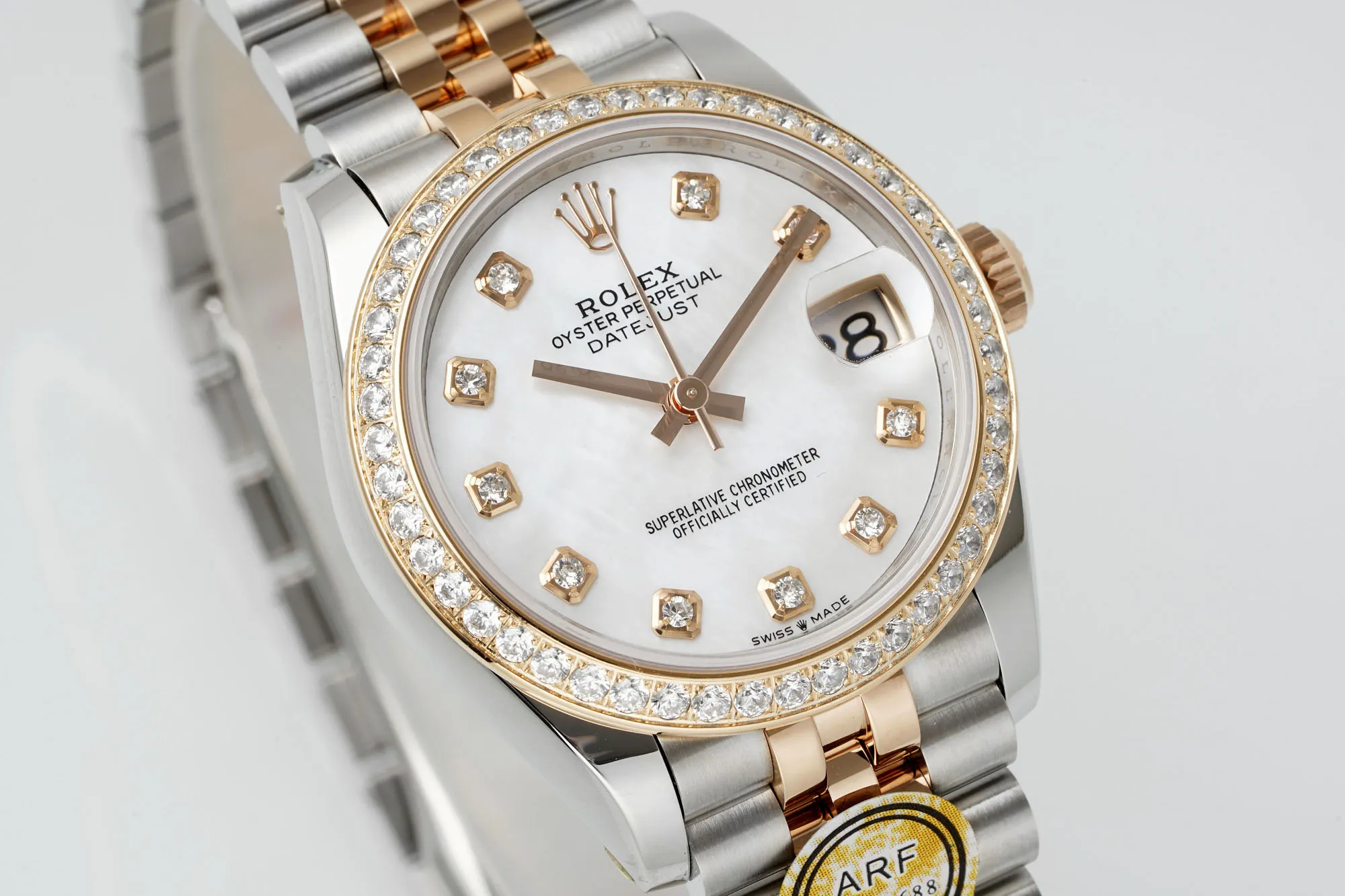 AR Factory Rolex Datejust 31mm White Dial Diamond Bezel Two-Tone Oystersteel and Yellow Gold Jubilee Bracelet Ladies Watch Cozy 263