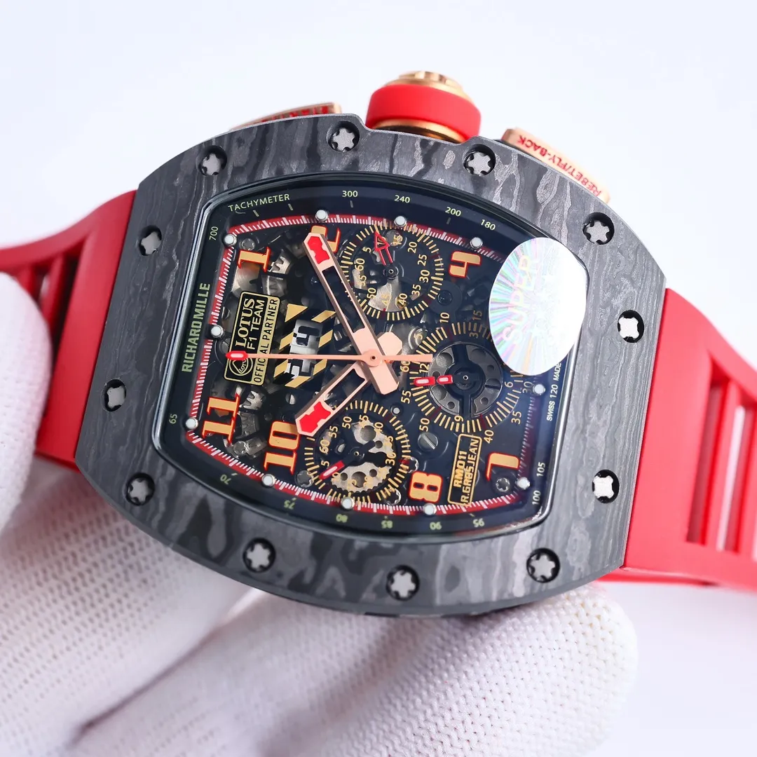 EUR Factory Richard Mille RM011-FM Titanium Red Strap –  Super Clone Watch MultiPurpose 5593