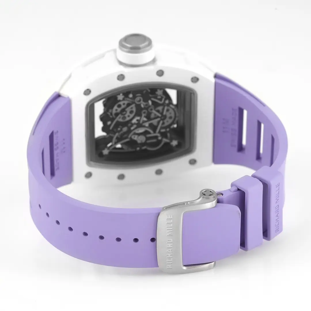 EUR Factory Richard Mille White Ceramic Purple Strap – Super Clone Watch Replica Flexible 3683