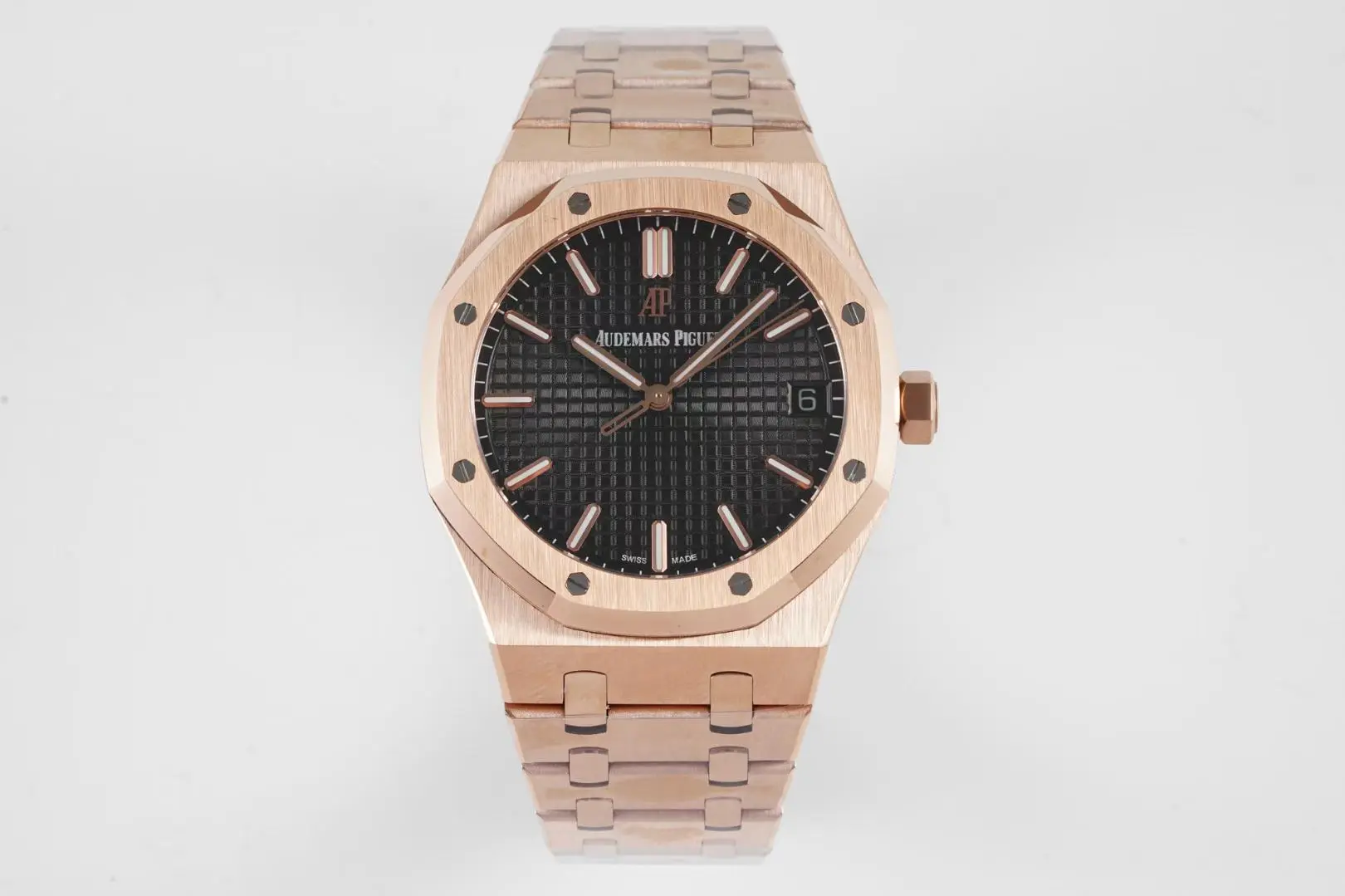 Comfortable 8F Factory Audemars Piguet Royal Oak 15500 Rose Gold Black Dial Super Clone Watch 5315