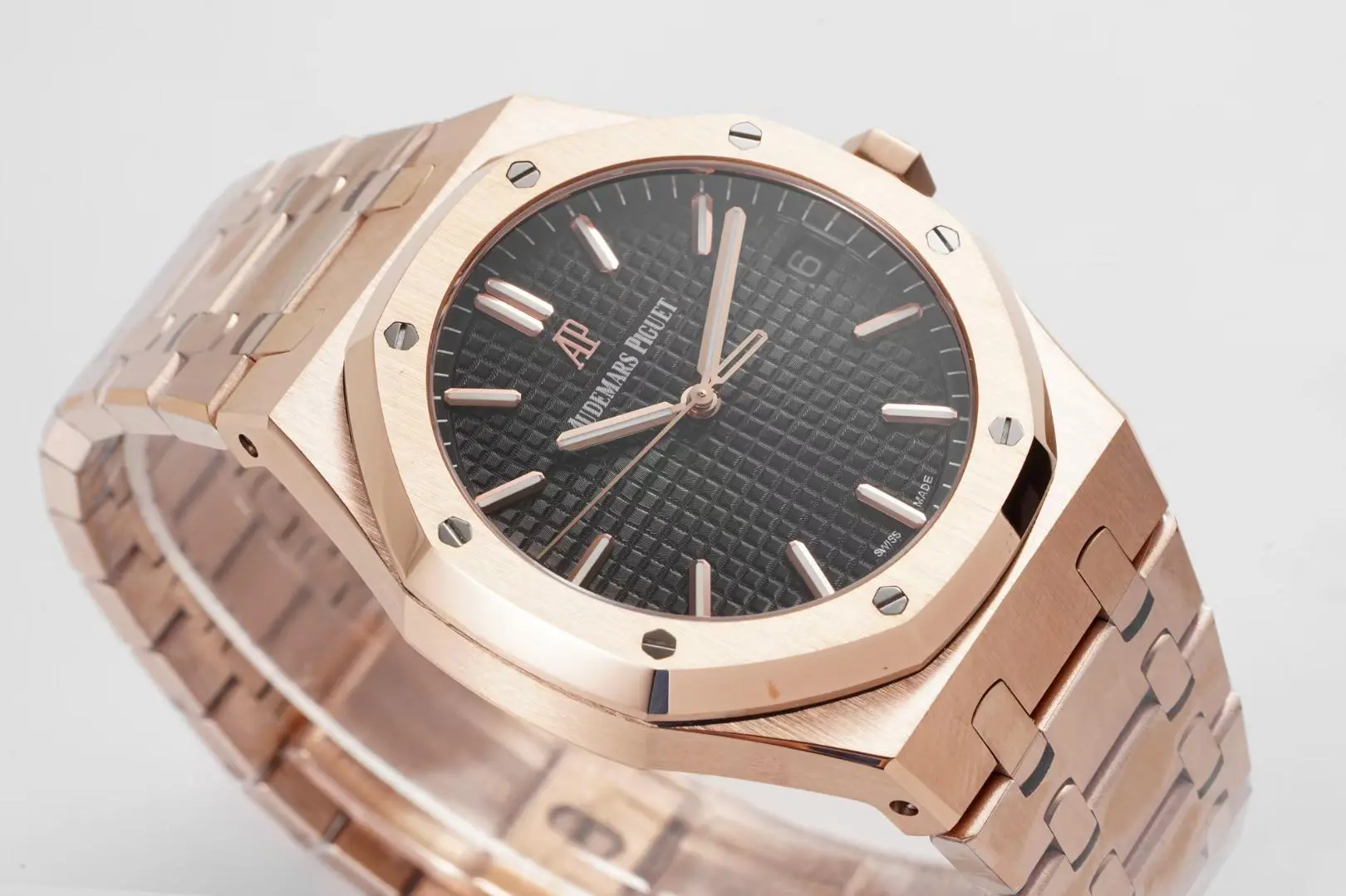 Refined BF Factory Audemars Piguet Royal Oak 15500 Rose Gold Black Dial Super Clone Watch 4776