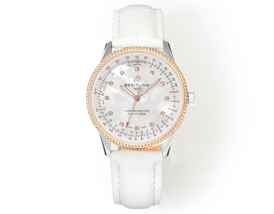 Affordable GF Factory Breitling Navitimer Automatic White Leather –  Super Clone Watch 2492
