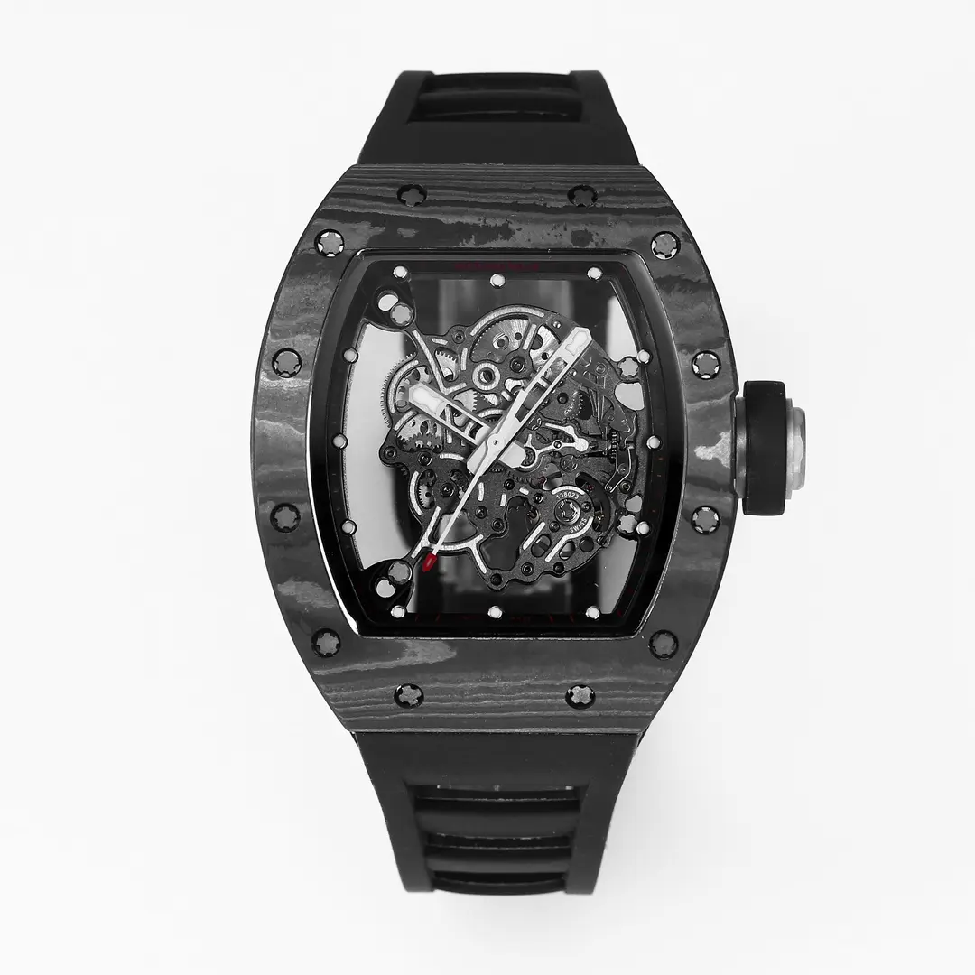 ZF Factory Richard Mille RM055 Carbon Fiber Black Rubber Super Clone Luxury Watch RelaxedFit 3879