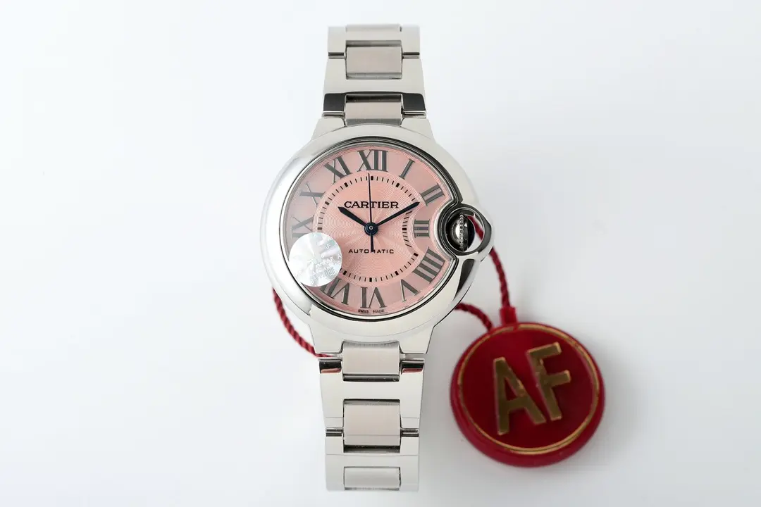 Stretchable 3K Factory AF Cartier Ballon Bleu 33mm Pink Dial Steel – Best Replica Watches Online 2752