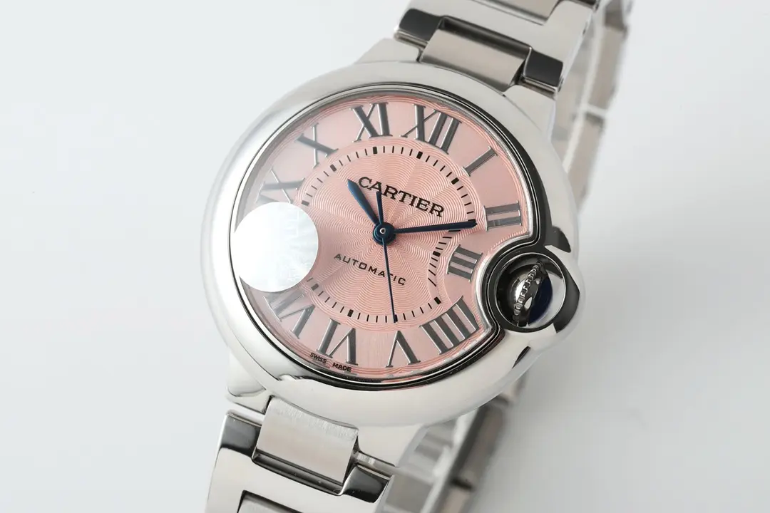 Stretchable 3K Factory AF Cartier Ballon Bleu 33mm Pink Dial Steel – Best Replica Watches Online 2752
