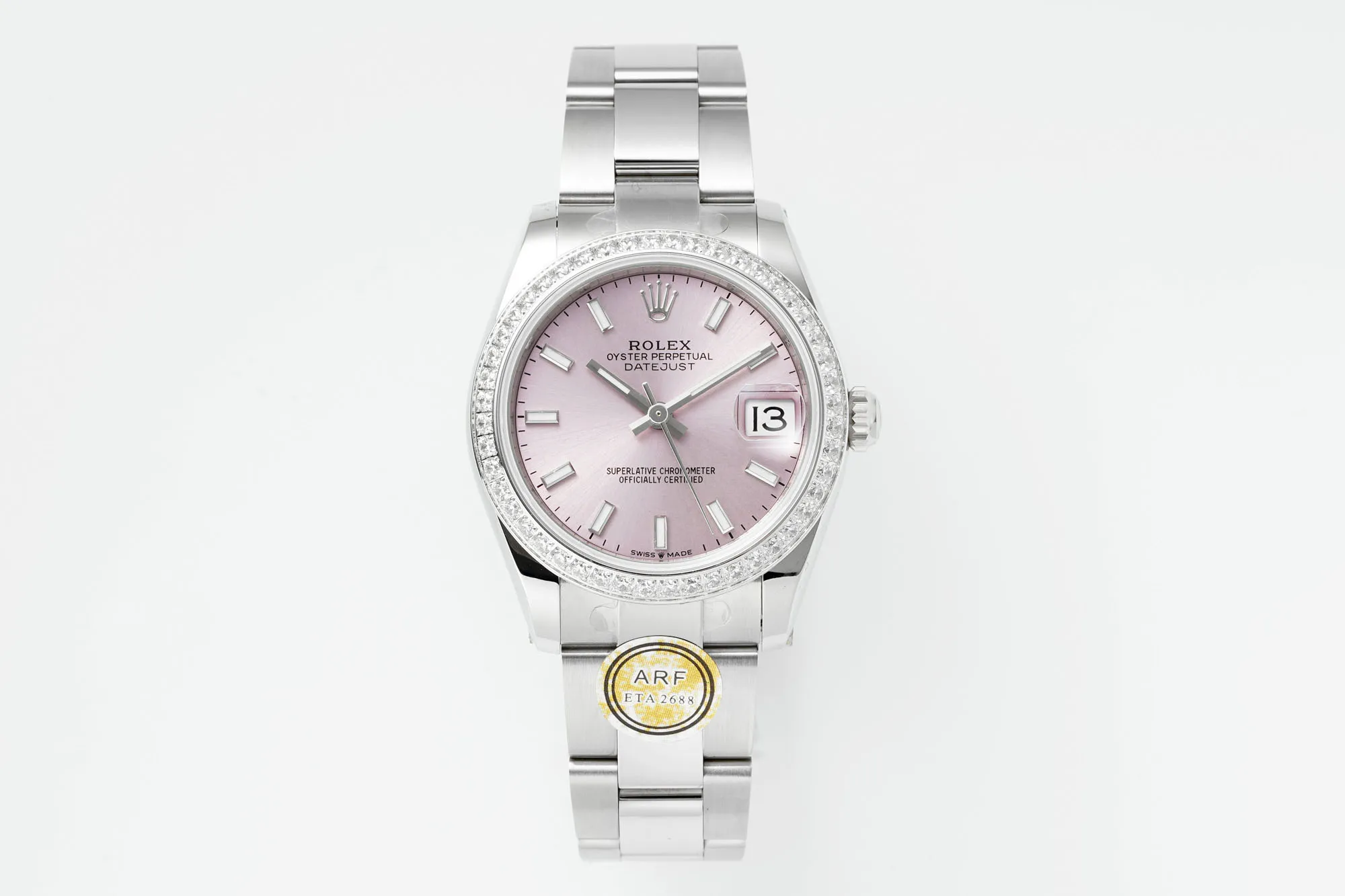 Lightweight AR Factory Rolex Datejust 31mm Pink Dial Diamond Bezel Stainless Steel Ladies Watch 4897