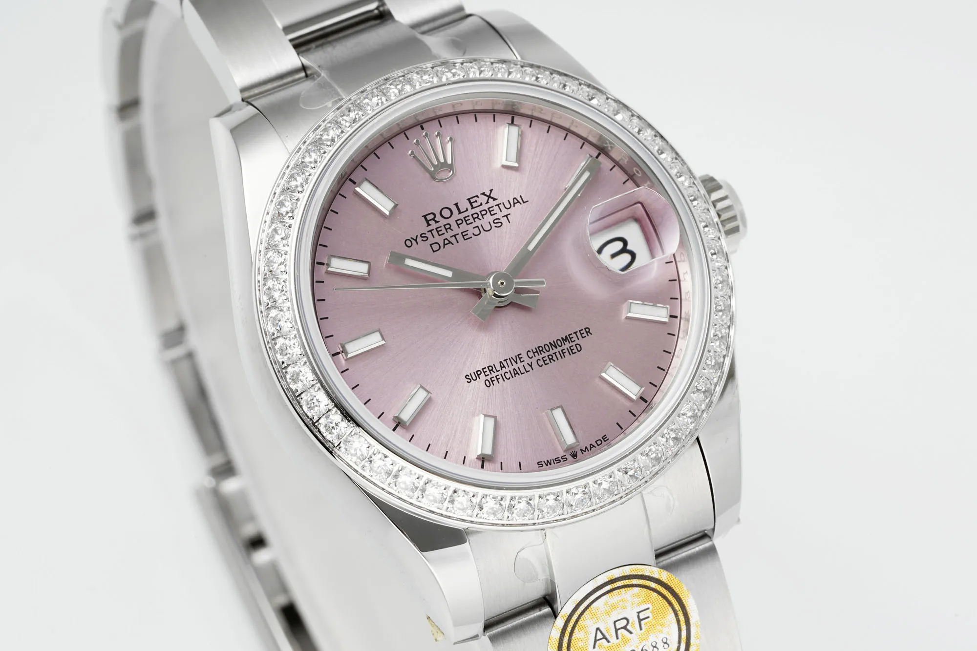 AR Factory Rolex Datejust 31mm Pink Dial Diamond Bezel Stainless Steel Ladies Watch ZipUp 169