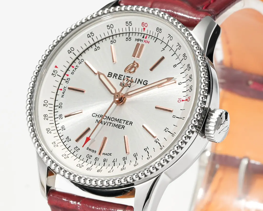 GF Factory Breitling Navitimer Automatic Silver Red Leather – Super Clone Watch EasyMatch 2458