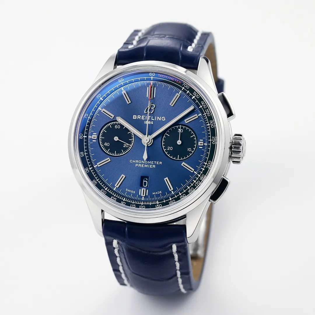 Contemporary GF Factory Breitling Premier B01 Chronograph Blue Leather – Super Clone Watches 5626