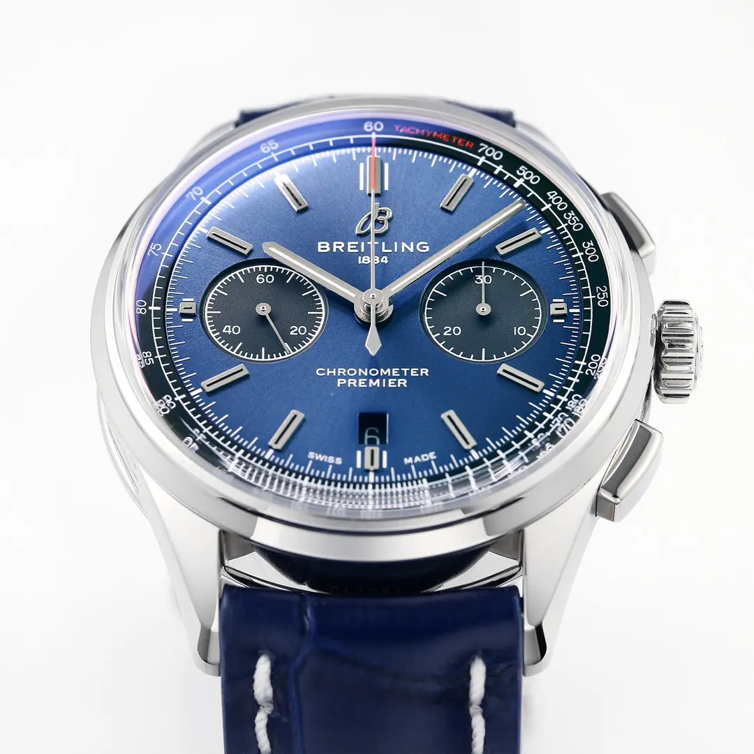 Contemporary GF Factory Breitling Premier B01 Chronograph Blue Leather – Super Clone Watches 5626