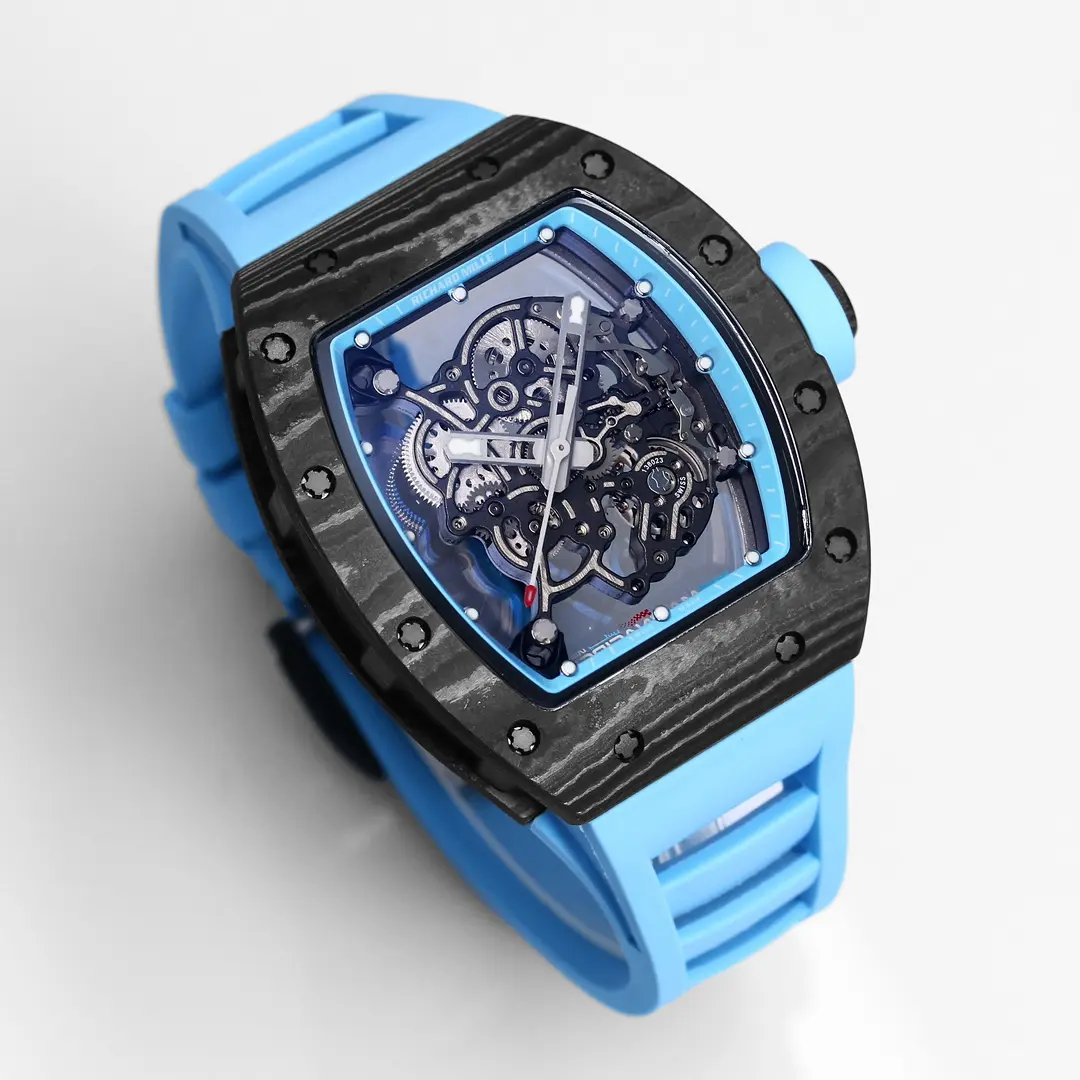 JB Factory Richard Mille RM055 Carbon Fiber Blue Super Clone Luxury Watch TopPick 5940