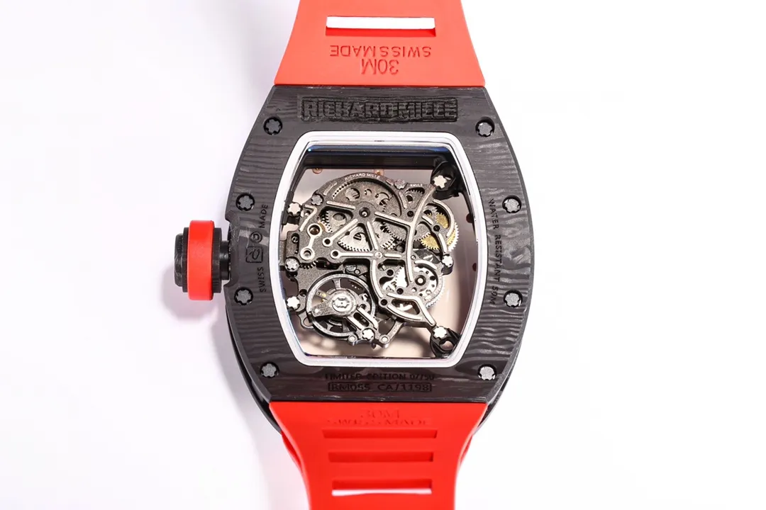 Effortless JB Factory Richard Mille RM055 NTPT Carbon Red Strap –  Super Clone Watch 3847