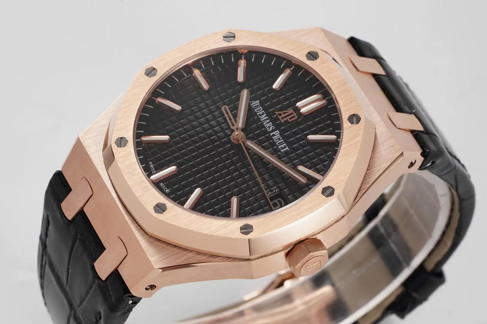 Colorful JF Factory Audemars Piguet Royal Oak 15500 Rose Gold Black Super Clone Watch 6041