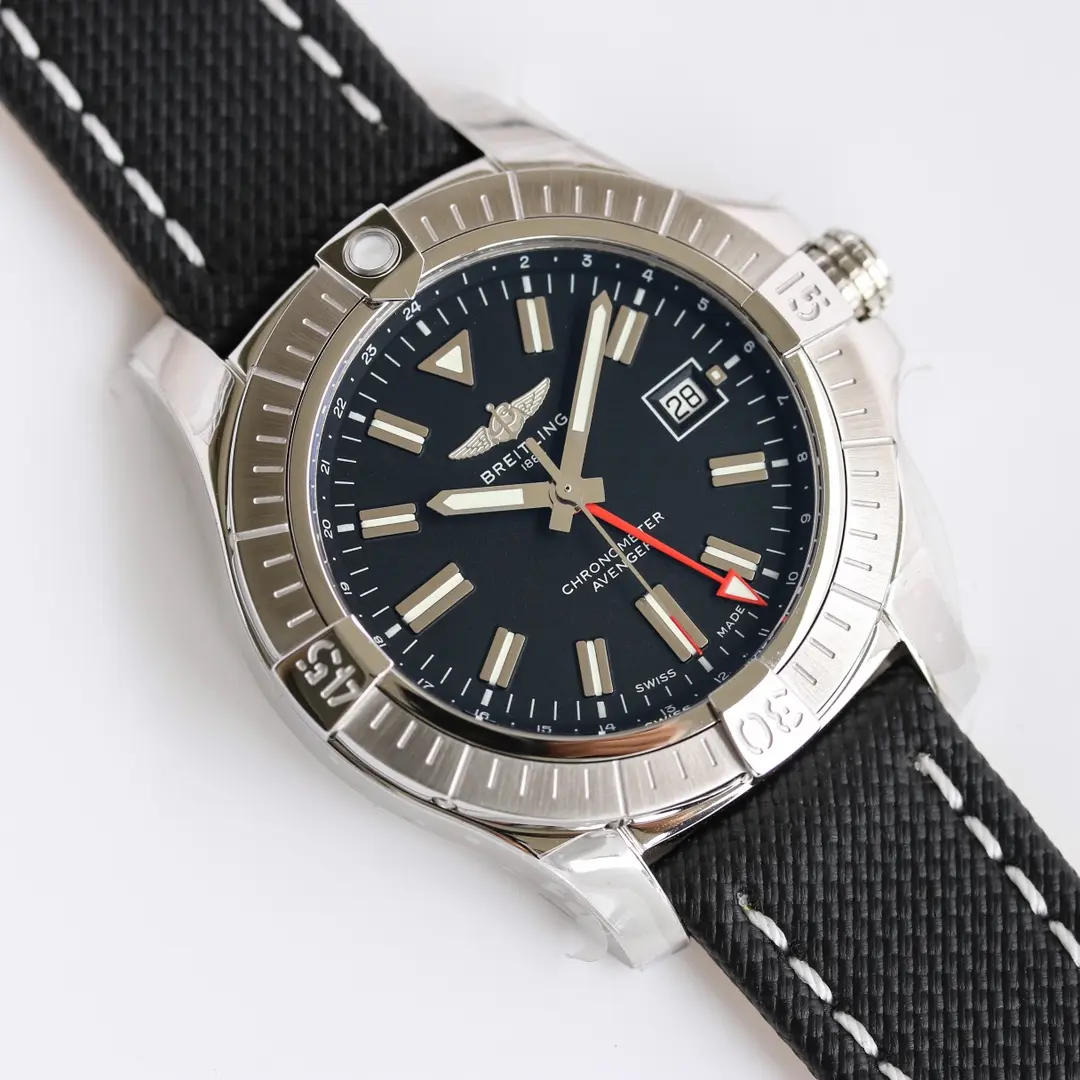 JF Factory Breitling Avenger Automatic GMT 45 Black Super Clone Watch Bold 2324