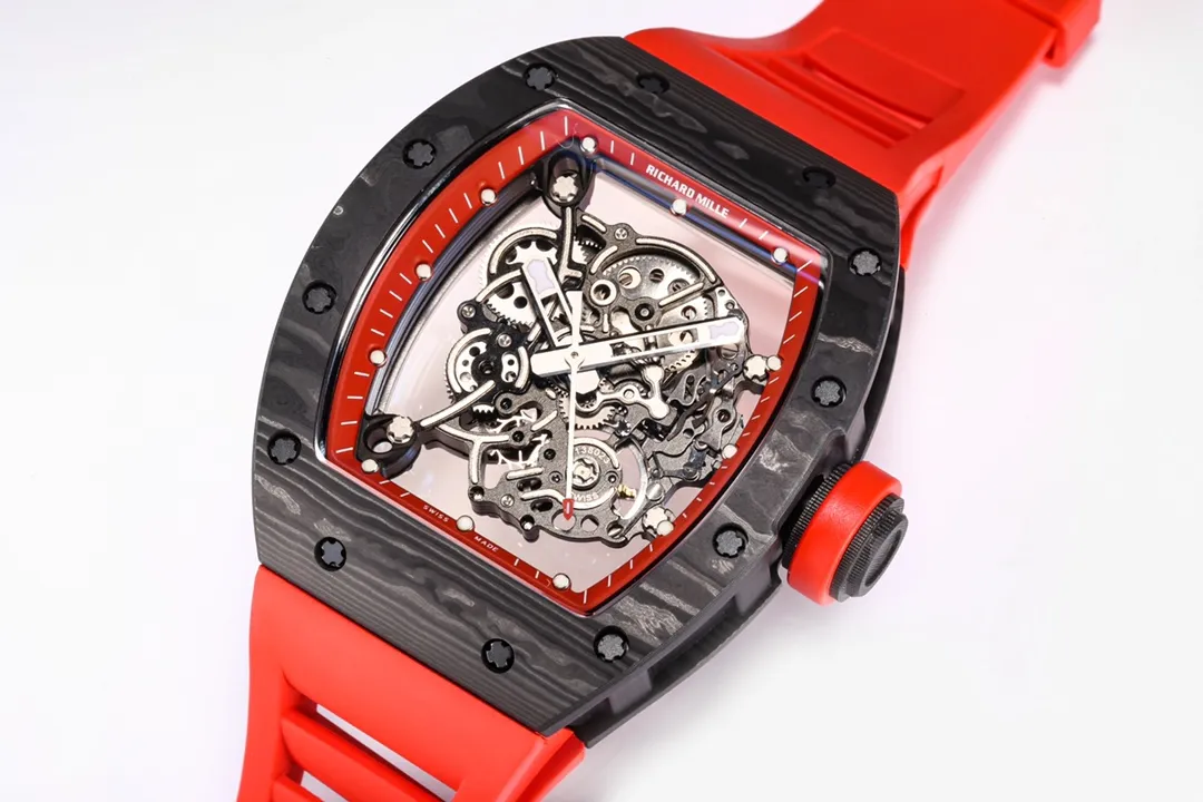 Bright KV Factory Richard Mille RM055 NTPT Carbon Red Strap –  Super Clone Watch 6527