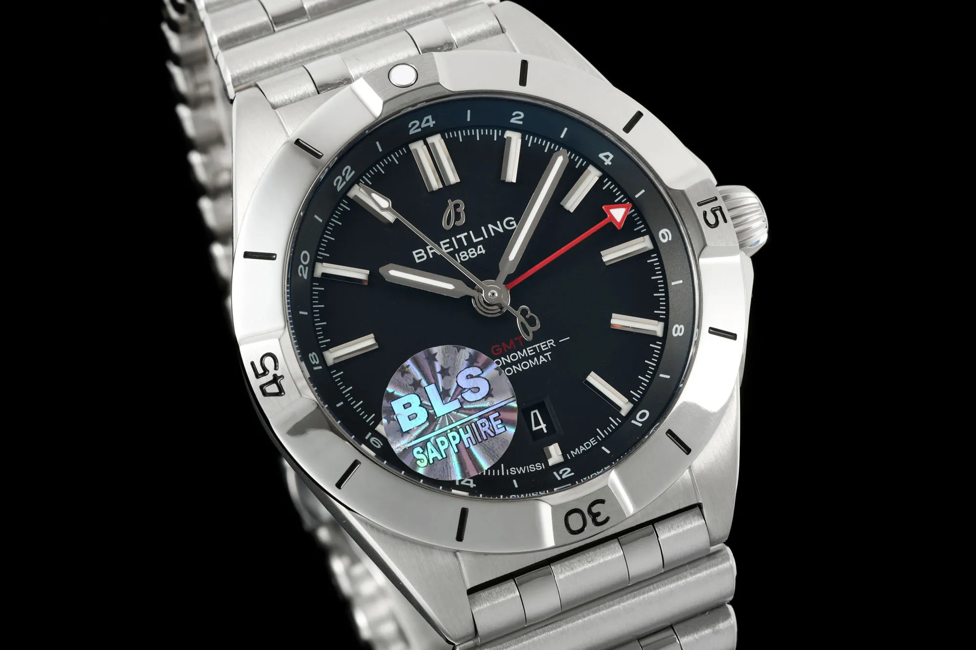 BLS Factory Breitling Chronomat Automatic Men’s Watch – Black Dial with Red Accents Classic 2674