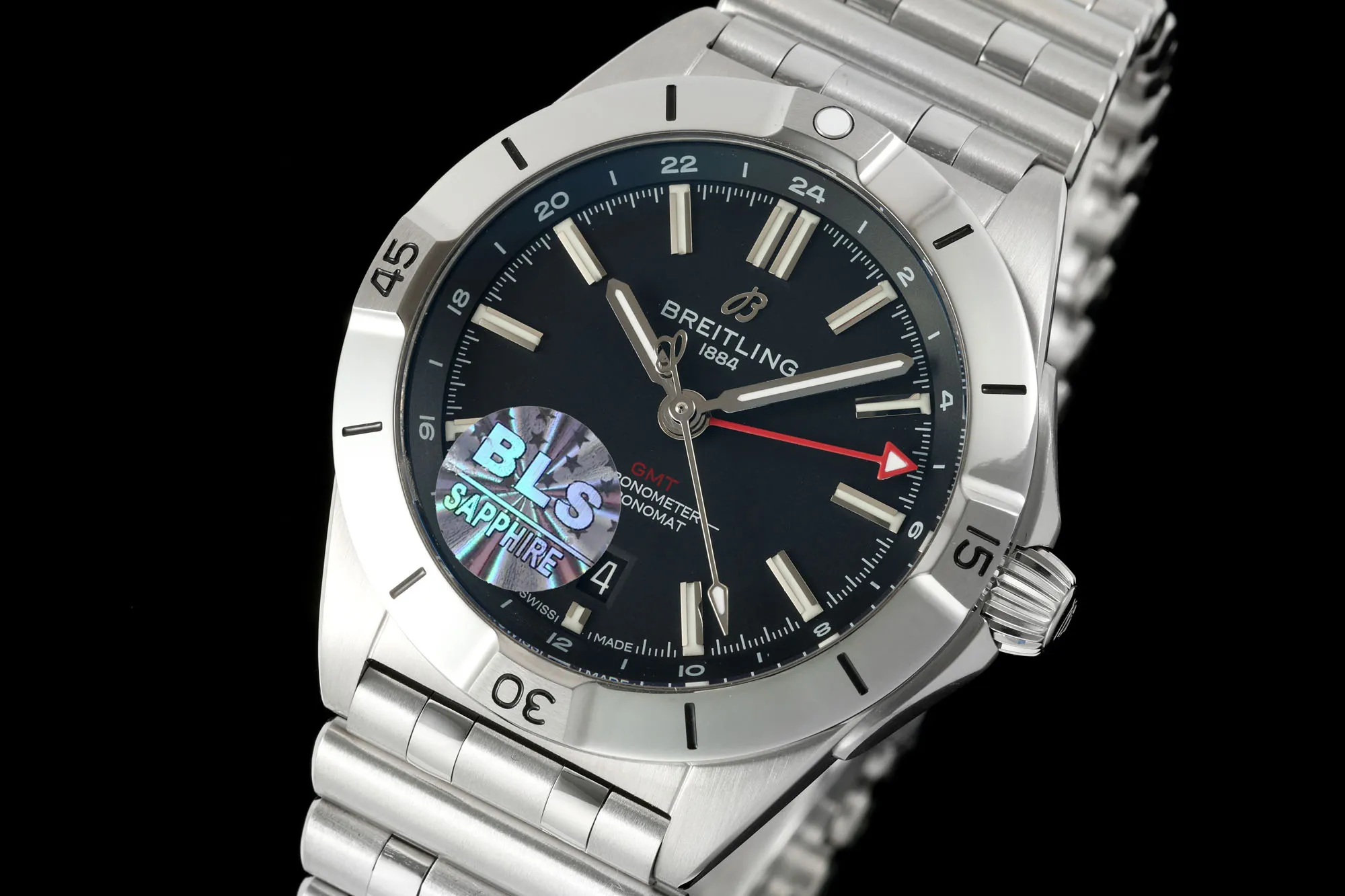 BLS Factory Breitling Chronomat Automatic Men’s Watch – Black Dial with Red Accents Classic 2674