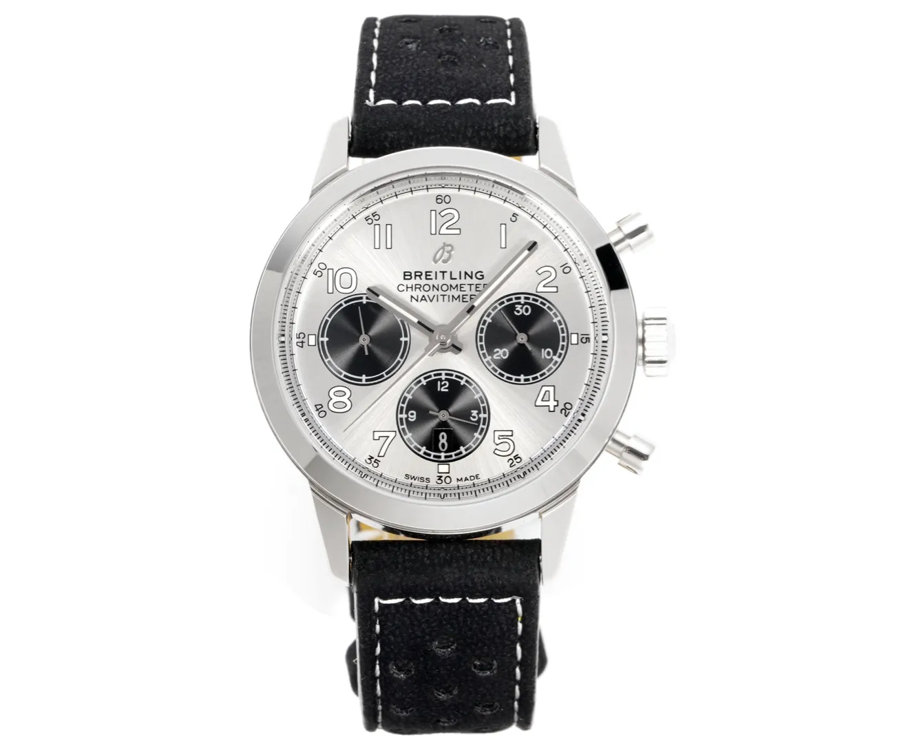 BLS Factory Breitling Navitimer Chronograph Watch with Silver Dial, Black Subdials Affordable 5555