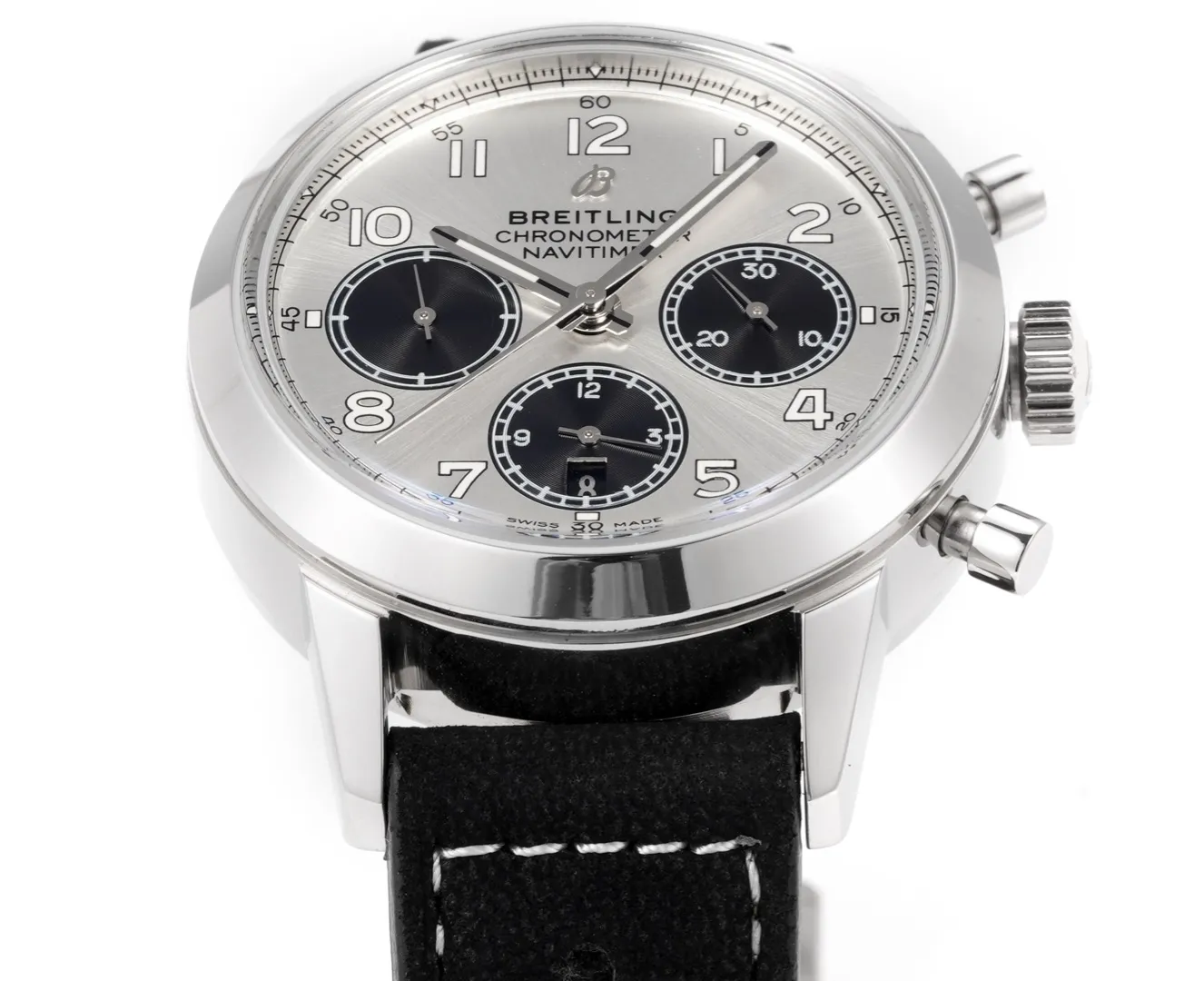 BLS Factory Breitling Navitimer Chronograph Watch with Silver Dial, Black Subdials Affordable 5555