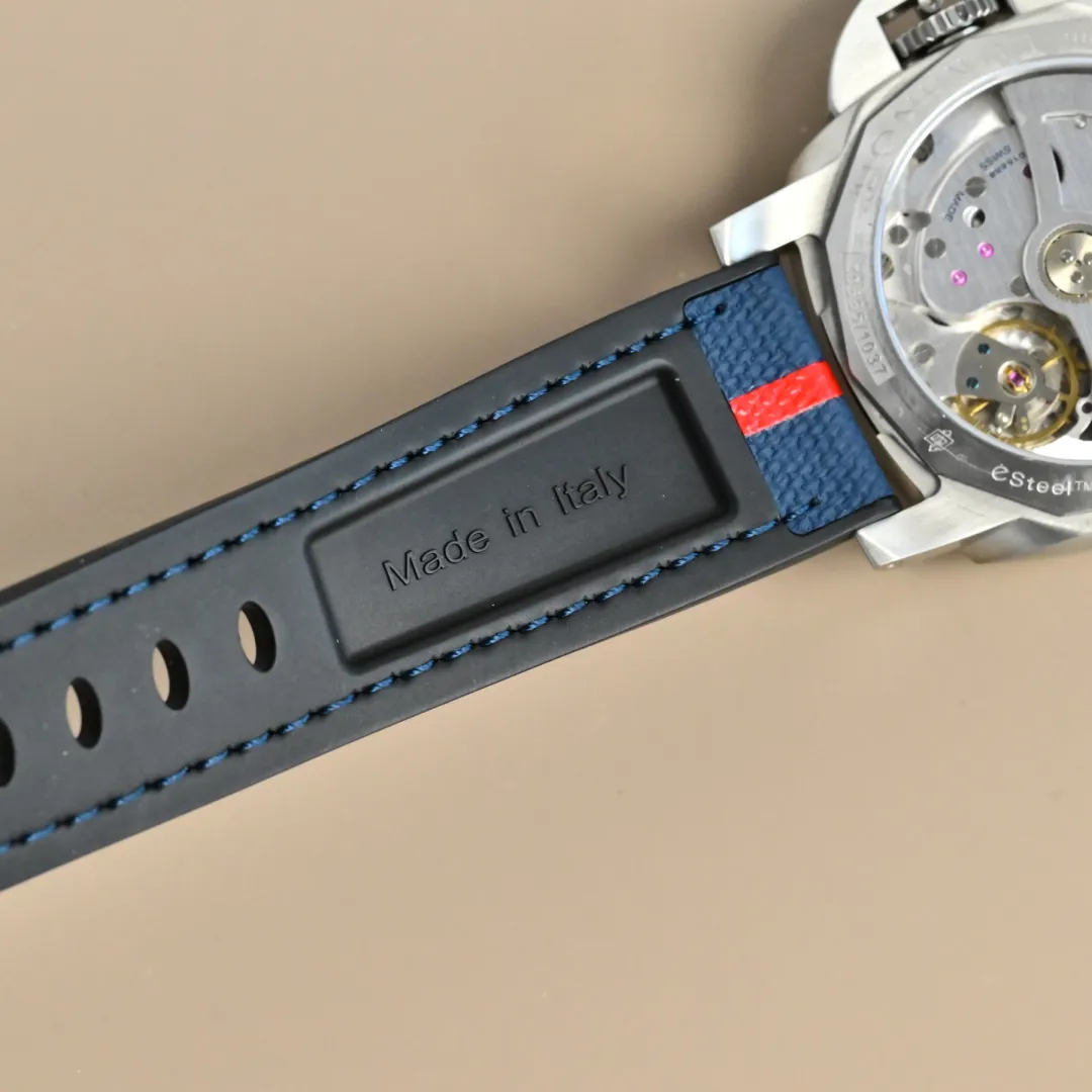 Panerai Luminor Luna Rossa Blue Dial Automatic Men’s Watch with Navy Fabric Strap and Red Accents Breathable 815