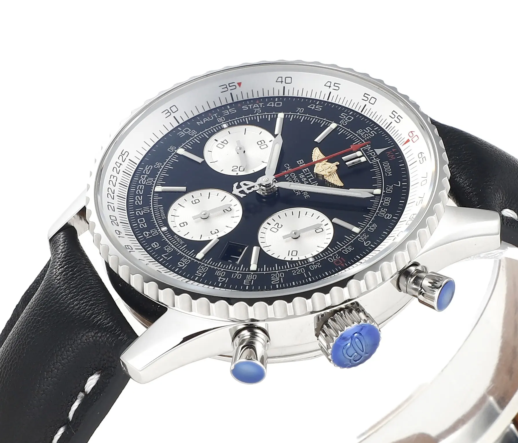 OM Factory Breitling Navitimer 1 B01 Chronograph Black Leather – Super Clone Watch SoftTouch 2425