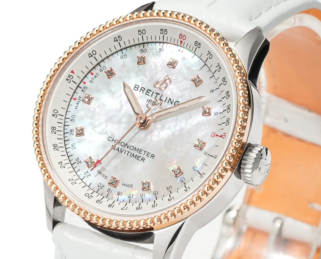 OM Factory Breitling Navitimer Automatic White Leather –  Super Clone Watch HighPerformance 6798