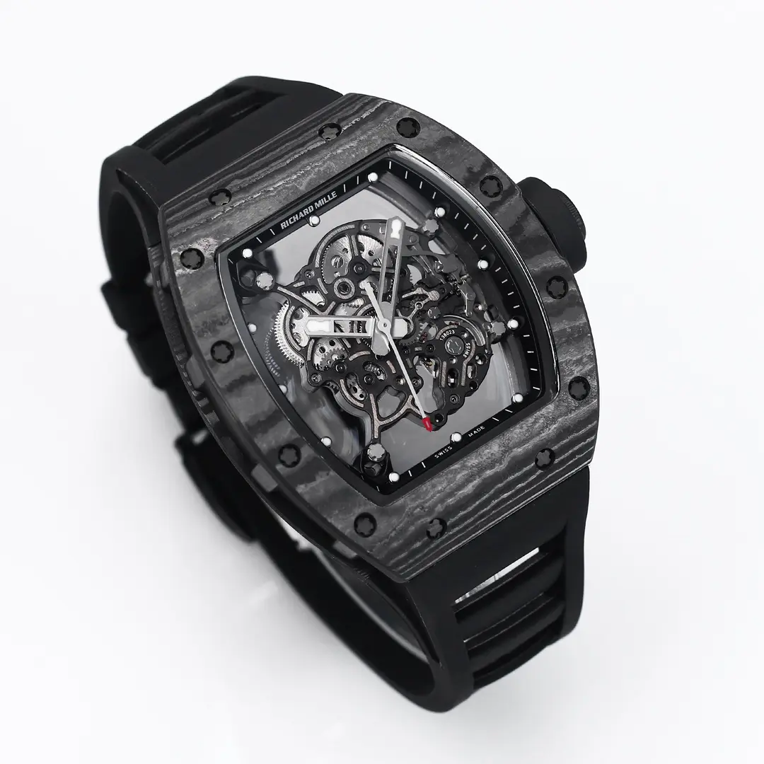 Reliable RM Factory Richard Mille RM055 Carbon Fiber Black Rubber Super Clone Luxury Watch 3776