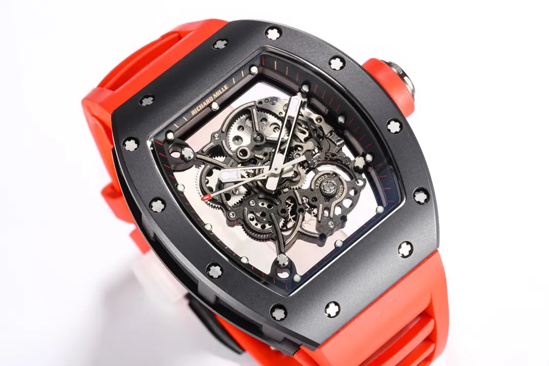 NewStyle RM Factory Richard Mille RM055 White Ceramic Red Strap –  Super Clone Watch 3690