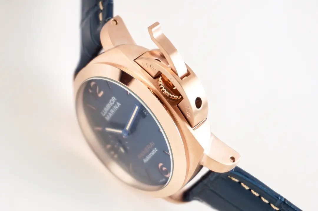 MoistureWicking Panerai Luminor Marina Automatic Rose Gold Case Black Dial Brown Leather Strap Men’s Luxury Watch 778