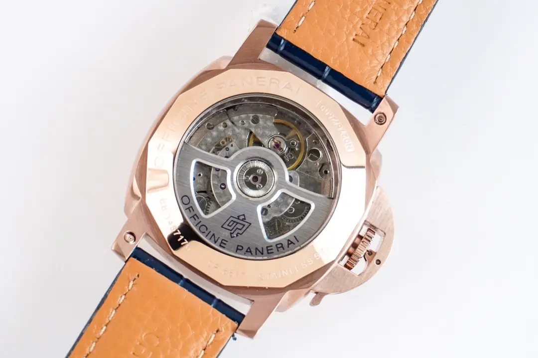 MoistureWicking Panerai Luminor Marina Automatic Rose Gold Case Black Dial Brown Leather Strap Men’s Luxury Watch 778