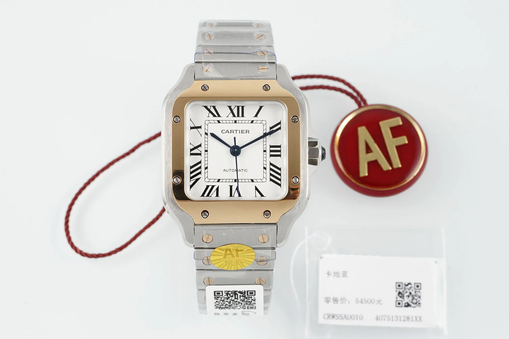 Popular Cartier Santos de Cartier Medium Automatic Watch Two-Tone Stainless Steel and Yellow Gold White Roman Dial 2765