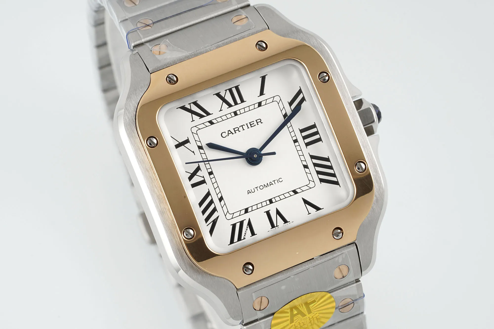 Popular Cartier Santos de Cartier Medium Automatic Watch Two-Tone Stainless Steel and Yellow Gold White Roman Dial 2765