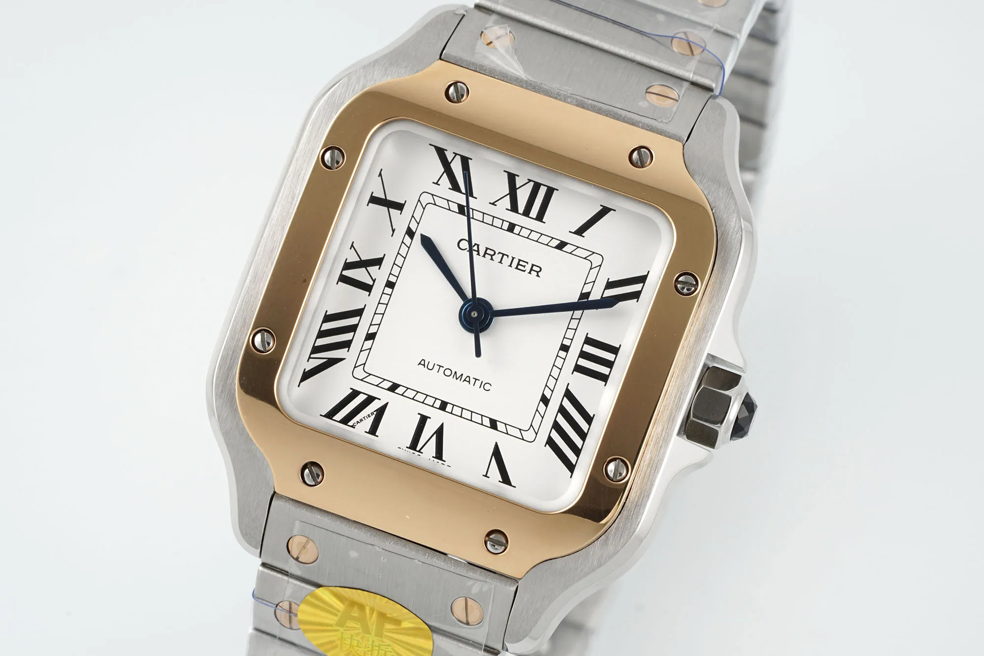 Popular Cartier Santos de Cartier Medium Automatic Watch Two-Tone Stainless Steel and Yellow Gold White Roman Dial 2765