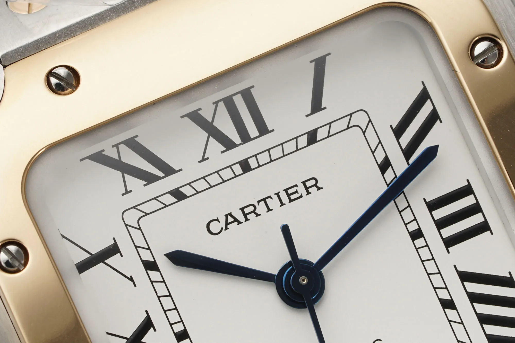 Popular Cartier Santos de Cartier Medium Automatic Watch Two-Tone Stainless Steel and Yellow Gold White Roman Dial 2765