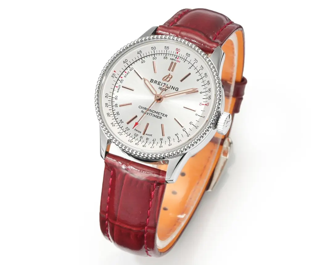 SunProtective OM Factory Breitling Navitimer Automatic Silver Red Leather – Super Clone Watch 6820