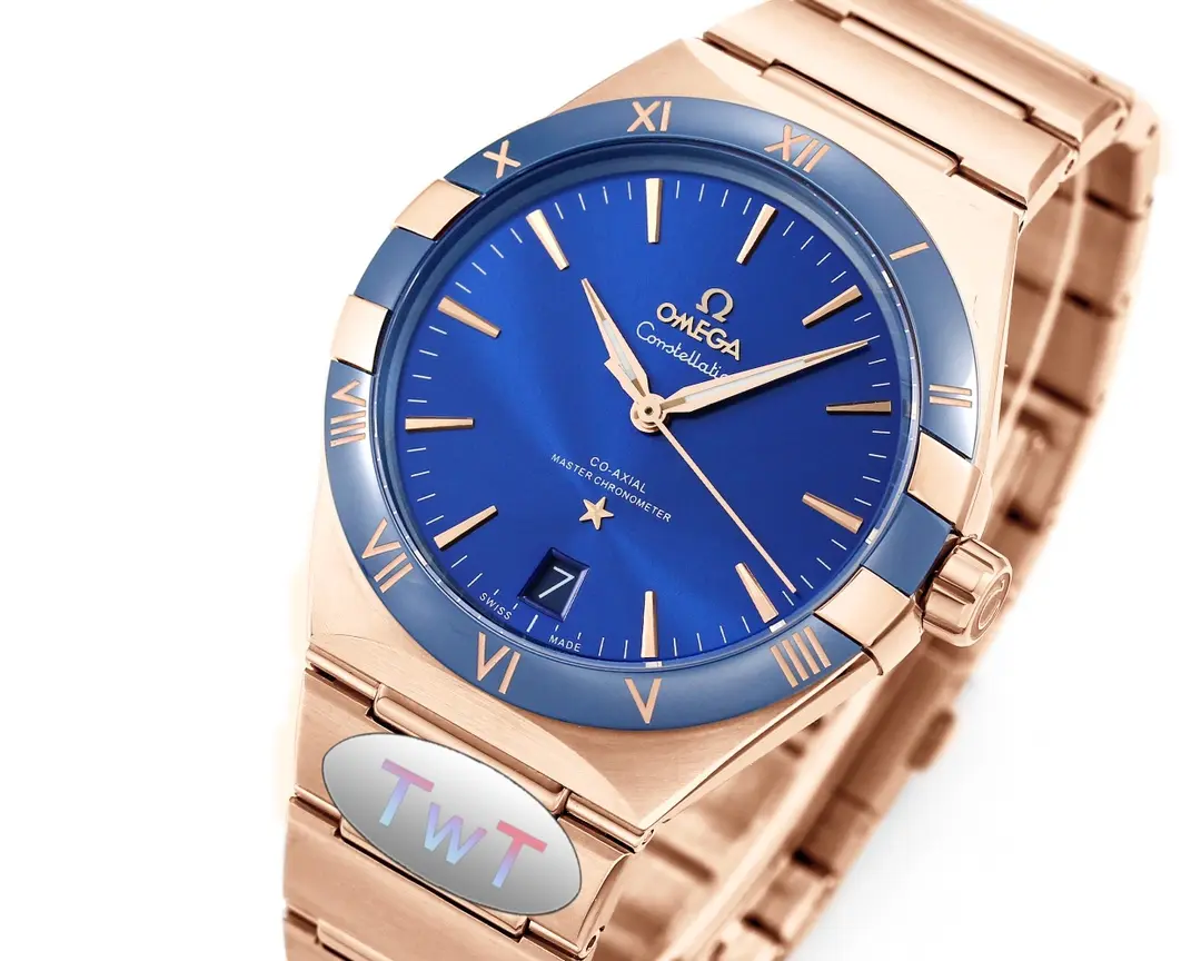 OMEGA Constellation 41mm Blue Rose Gold VSF Replica Watch GoodFit 448