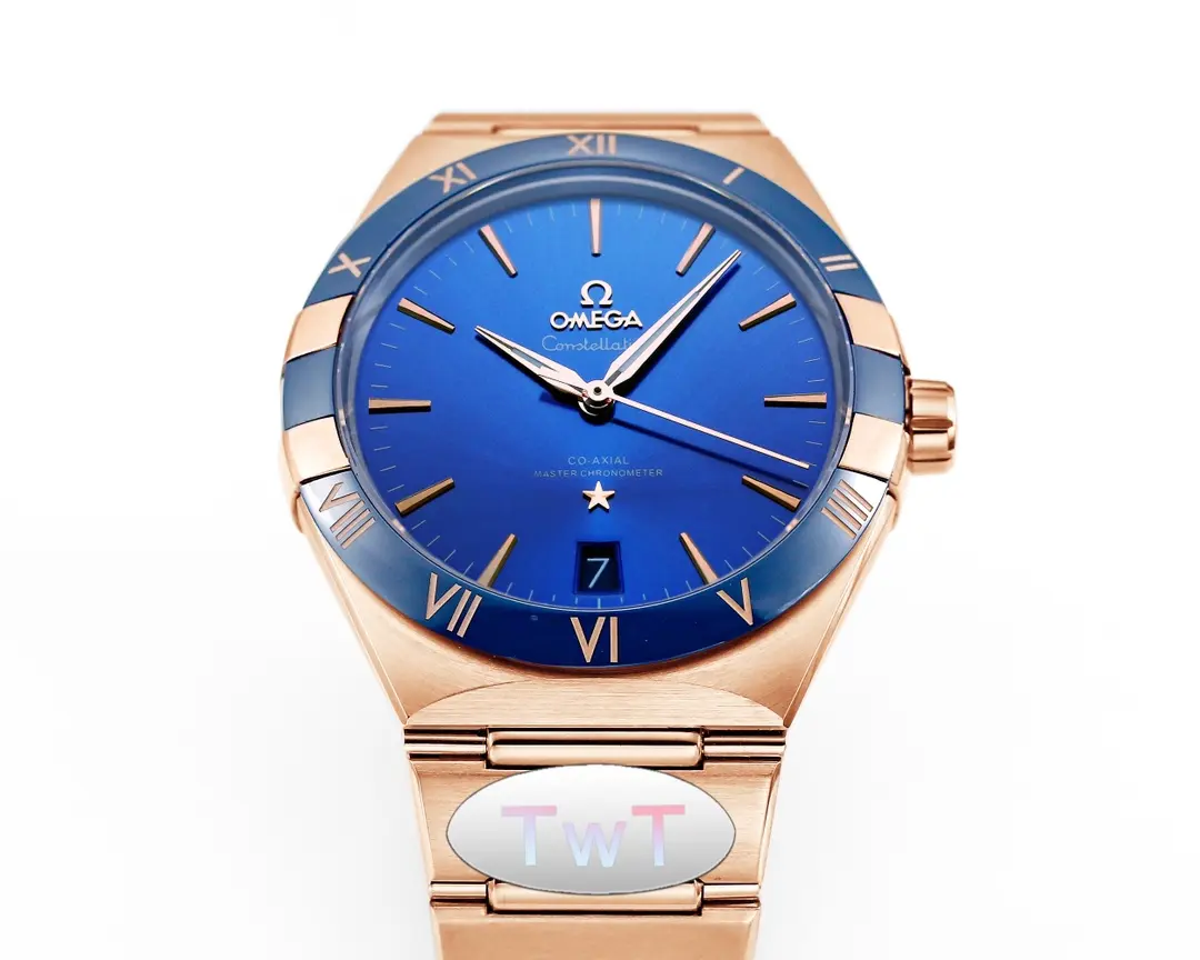 OMEGA Constellation 41mm Blue Rose Gold VSF Replica Watch GoodFit 448