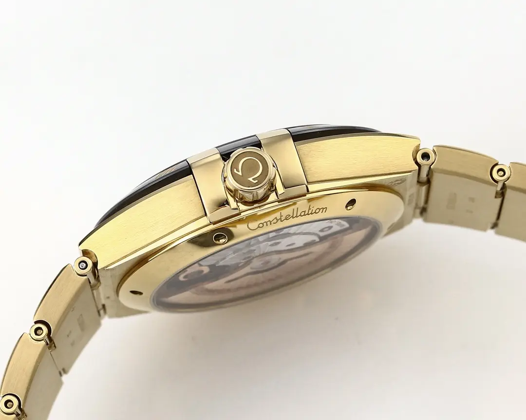 Cozy OMEGA Constellation Ceramic Bezel Gold Black VSF Replica Watch 447
